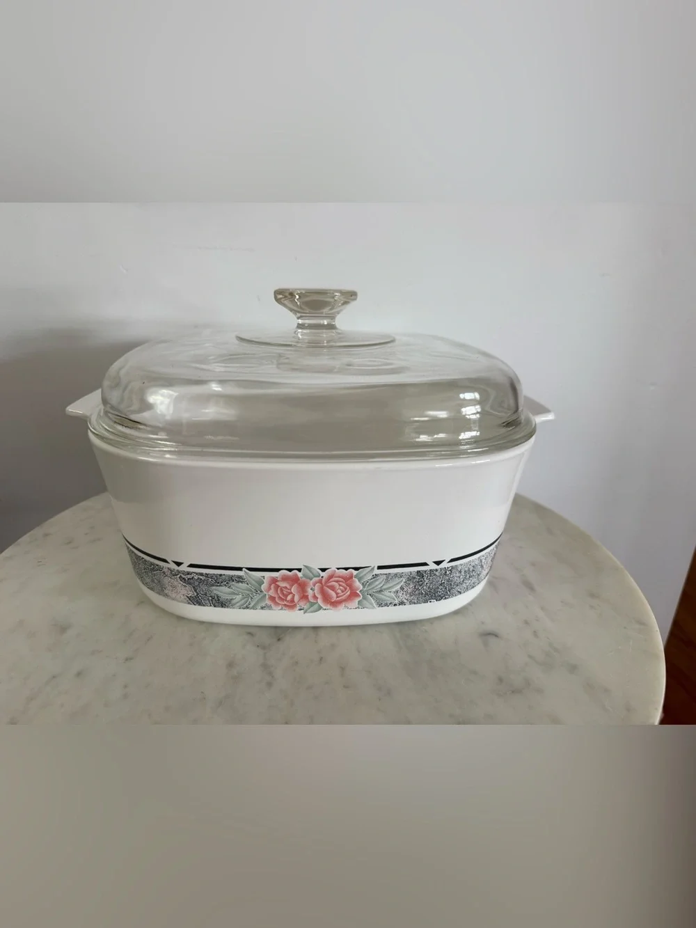 Vintage Corning Ware Silk & Rose 5 Liter A-5-B Casserole Dish MCM Retro Kitchen